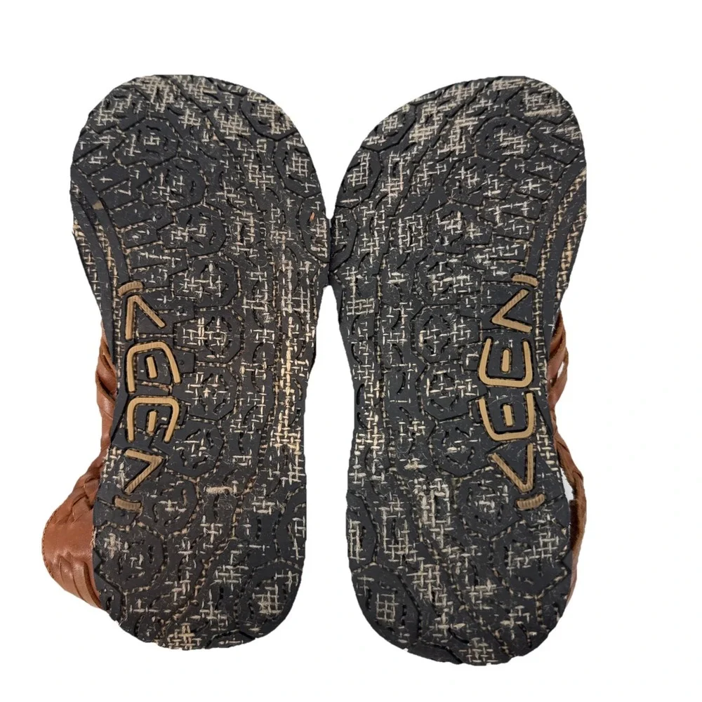 KEEN Fisherman Sandals Women 8 Brown Leather Woven Closed Toe Outdoor Comfort